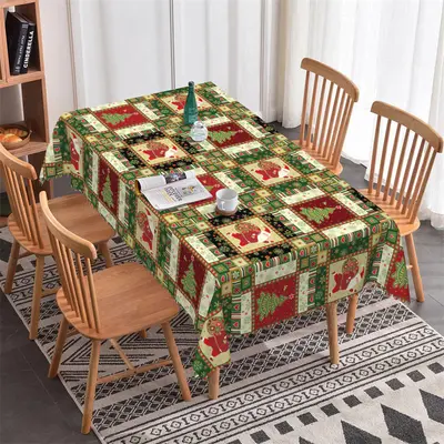 Christmas Tree Santa Decorative Rectangle Tablecloth - Aperturee