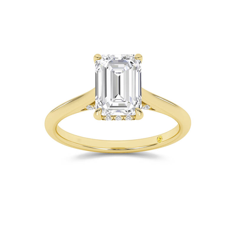 Twinkle Hidden Halo Emerald Cut Lab Grown Diamond Engagement Ring | 14K Yellow Gold 4 1/5 CT. TW.