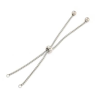 Non-Tarnish Adjustable 304 Stainless Steel Box Chain Slider Bracelet Making