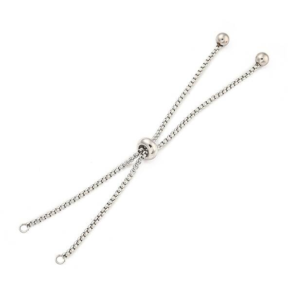 Non-Tarnish Adjustable 304 Stainless Steel Box Chain Slider Bracelet Making