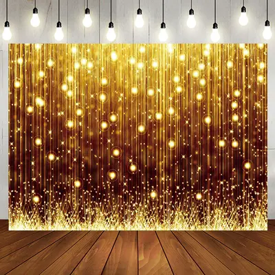 Golden Glitter Lines Backdrop for Birthday Party - Aperturee