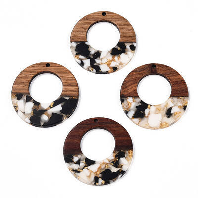 Transparent Resin & Walnut Wood Pendants