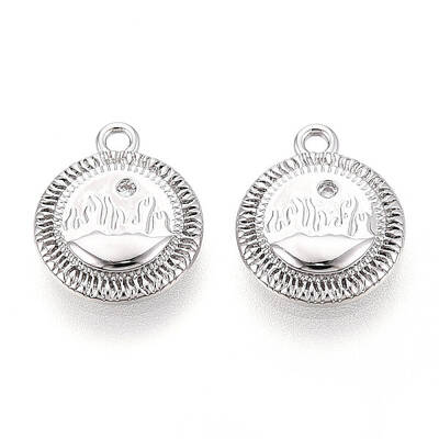 Brass Micro Pave Clear Cubic Zirconia Charms