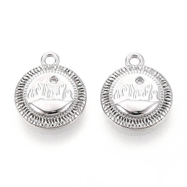 Brass Micro Pave Clear Cubic Zirconia Charms