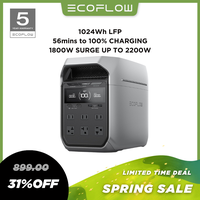 DELTA 3 Plus, 1024Wh LFP Battery for Home Backup, Camping&RV Solar Generator (Solar Panel Optional) with 1000W Solar Input, E...