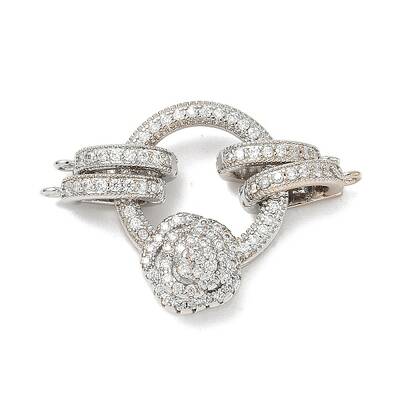 Brass Micro Pave Clear Cubic Zirconia Fold Over Clasps