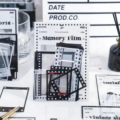 15pcs/pack Film & Song List Frame Pattern Material, Waterproof DIY Supplies for Scrapbook Decoration