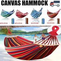 Camping Hammock Upgraded Thickened 530lbs Durable Canvas Fabric Single Hammocks with Two Anti Roll Balance Beam and Sturdy Me...