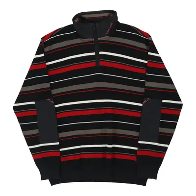 Sail Exp Striped 1/4 Zip - Large Black Cotton