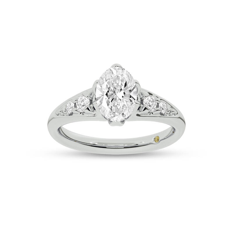 Lyon Tapered Pavé Oval Lab Grown Diamond Engagement Ring | 10K White Gold 2 3/4 CT. TW.