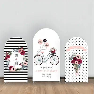Bike Balloon Floral Black Dot Arch Backdrop Kit - Aperturee