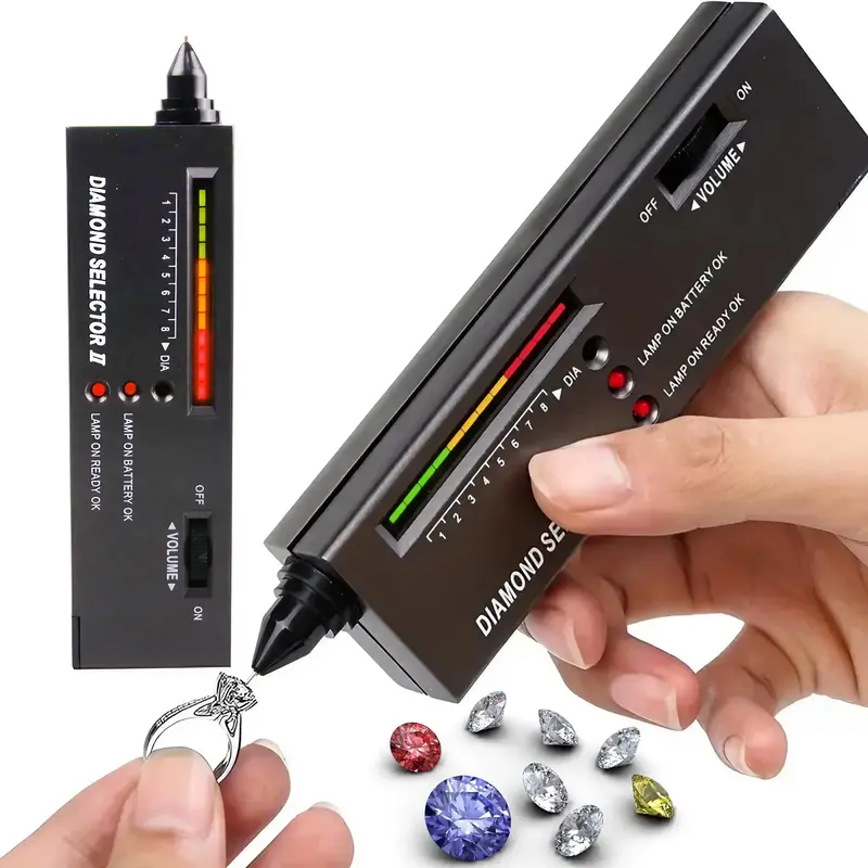 High Precision Diamond Tester Pen, Multifunctional Thermal Conductivity Meter, Portable Diamond Selector for Novices and Ex...