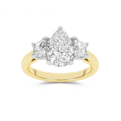 Amara Chand Lab Grown Pear Shape Diamond Engagement Ring | 14K Yellow Gold 3 1/4 CT. TW.