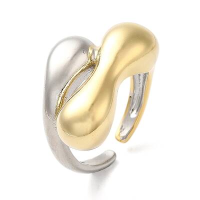 Brass Irregular Geometric Bypass Open Cuff Rings for Women