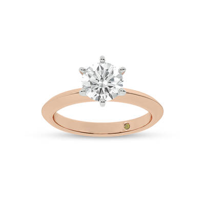 Prism Knife Edged Six Prong Round Lab Grown Solitaire Diamond Ring | 18K Rose Gold 1 1/2 CT. TW.
