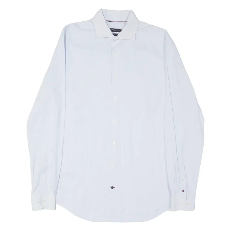 TOMMY HILFIGER Tailored Slim Fit Mens Shirt Blue Spotted Long Sleeve M