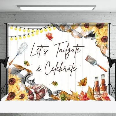 Wood Lets Tailgate And Celebrate Invitation Backdrop