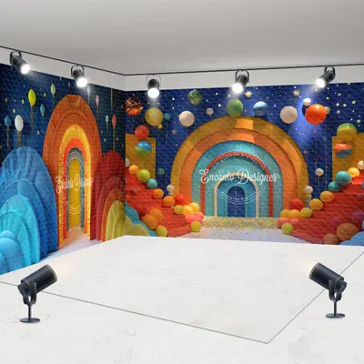 Aperturee Bright Colorful Arch Balloons Room Set Backdrop | Birthday Party Decorations | Simple Backdrop For Birthday | Birth...