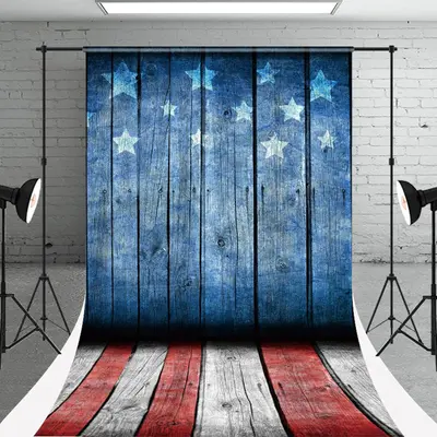 American Flag Plank Floor Sweep Photography Backdrop - Aperturee