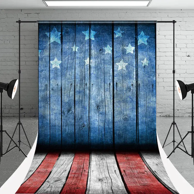 American Flag Plank Floor Sweep Photography Backdrop - Aperturee