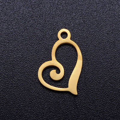 201 Stainless Steel Open Heart Charms
