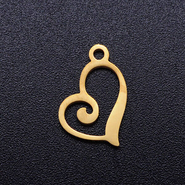 201 Stainless Steel Open Heart Charms