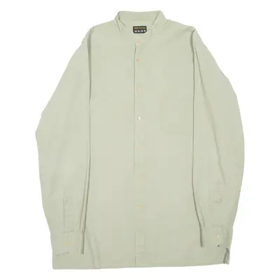 Mens Plain Shirt Green Long Sleeve L