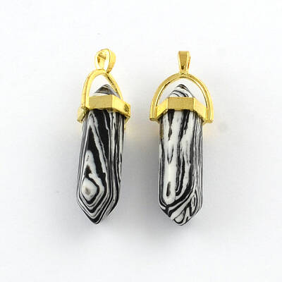 Zebra Jasper Stone Pendants with Alloy Findings