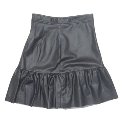 H&M Womens Peasant Skirt Black Knee Length Leather UK 6