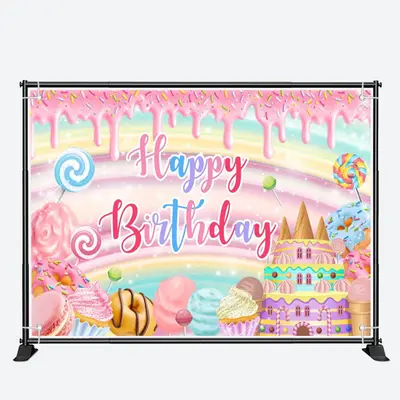 Sweet Candyland Dessert Birthday Backdrop For Girl - Aperturee