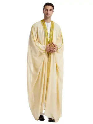 Luxury Arab Men's Semi-Sheer Chiffon Long Robe, Perfect Layering Piece for Special Occasions and Casual Wear