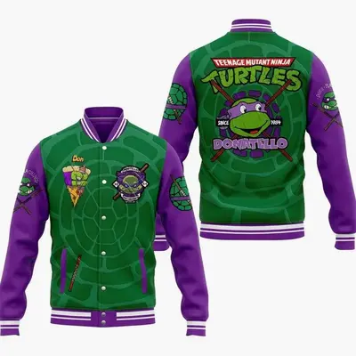 New Turtles Bomber Baseball Jacket, Cartoon Baseball Jacket, Movie Bomber Jacket, Comfortable Unisex Bomber, Trendy Jacket, G...