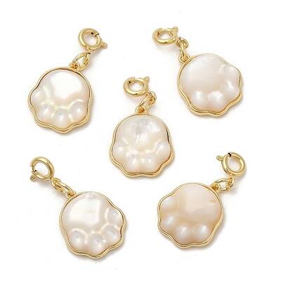 Natural White Shell Cat Paw Print Pendant Decorations