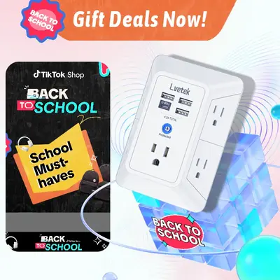 Multi Plug Outlet Surge Protector- Lvetek Wall Charger with 3 USB Ports (1 USB-C), 3 Sided 1680J Surge Protector for Wall Mou...