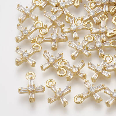 Brass Cubic Zirconia Tiny Cross Charms