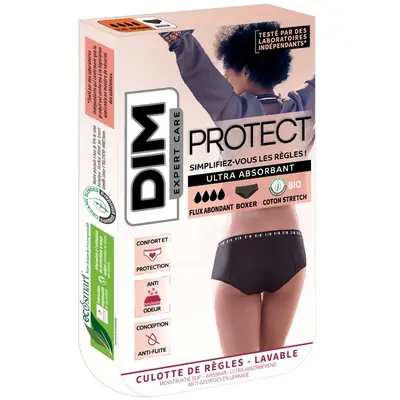 Dim Protect - Washable Menstrual Boxer - Black - Abundant Flow - Size 36/38