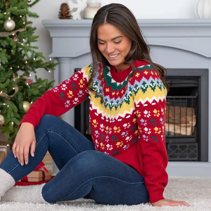 Nordic Paw Print Knitted Sweater - XL