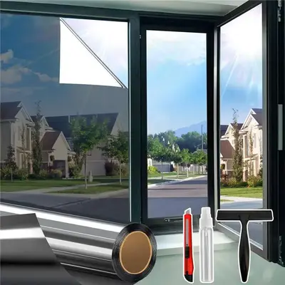 One Way Window Privacy Film See Out Not in, Window Tint for Home, Reflective Mirror Glass Windows Coverings Sun Heat UV Block...