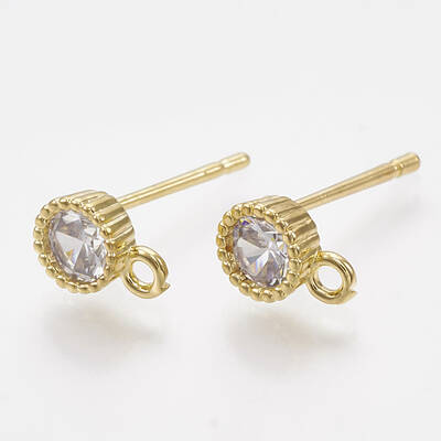 Brass Cubic Zirconia Stud Earring Findings
