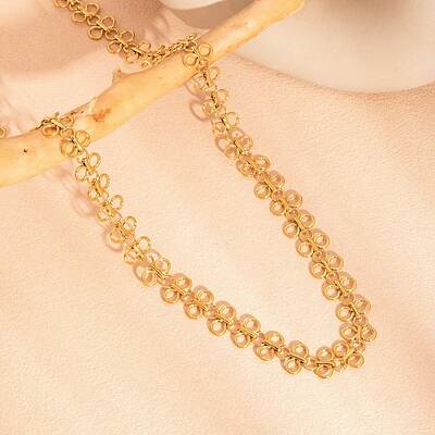 304 Stainless Steel Bowknot Ring Link Chain Necklaces for Women
