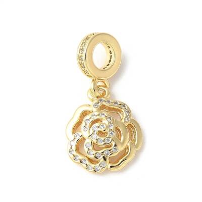 Brass Micro Pave Cubic Zirconia European Dangle Charms