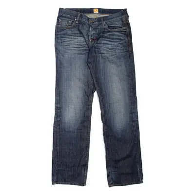 BOSS ORANGE Mens Jeans Blue Regular Straight Stone Wash W35 L34