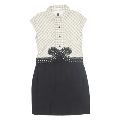 CARVEN Shirt Dress Black Gingham Short Sleeve Knee Length Womens UK 6