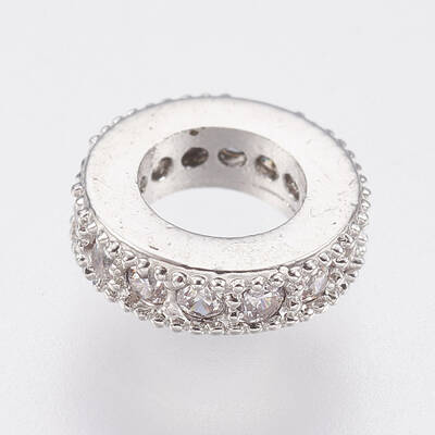 Brass Micro Pave Cubic Zirconia European Beads
