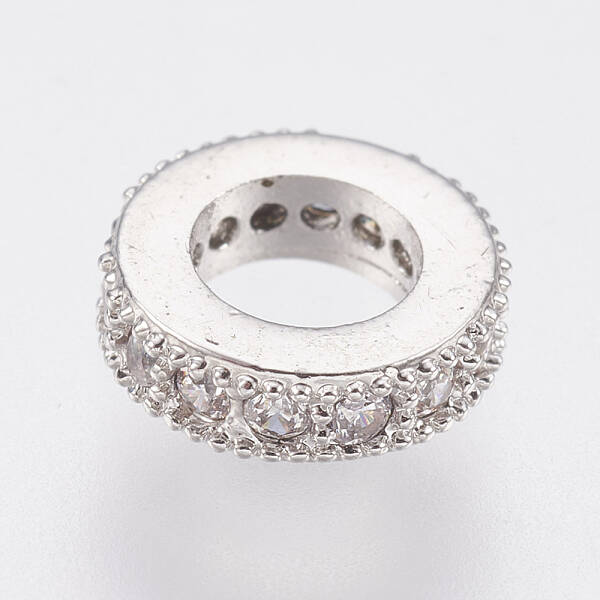 Brass Micro Pave Cubic Zirconia European Beads