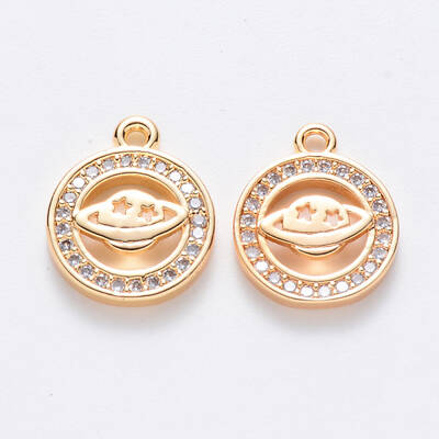 Brass Micro Pave Cubic Zirconia Charms