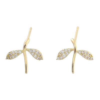 Brass Micro Pave Cubic Zirconia Stud Earrings