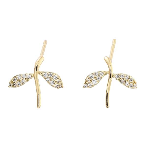 Brass Micro Pave Cubic Zirconia Stud Earrings