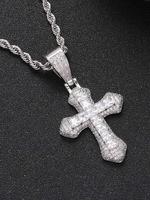 Elegant Cross Detail Rhinestones Decor Pendant Necklace for Gift, Stainless Steel Jewelry, Gift for Girl Women Men, A Presen...