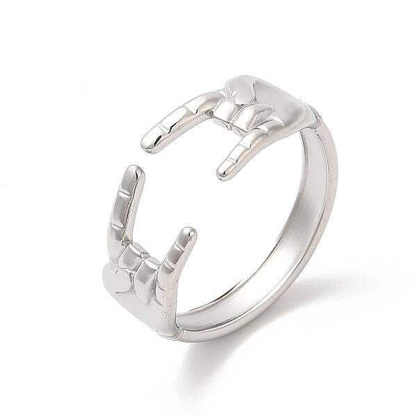 Non-Tarnish 304 Stainless Steel Hands Open Cuff Rings for Women